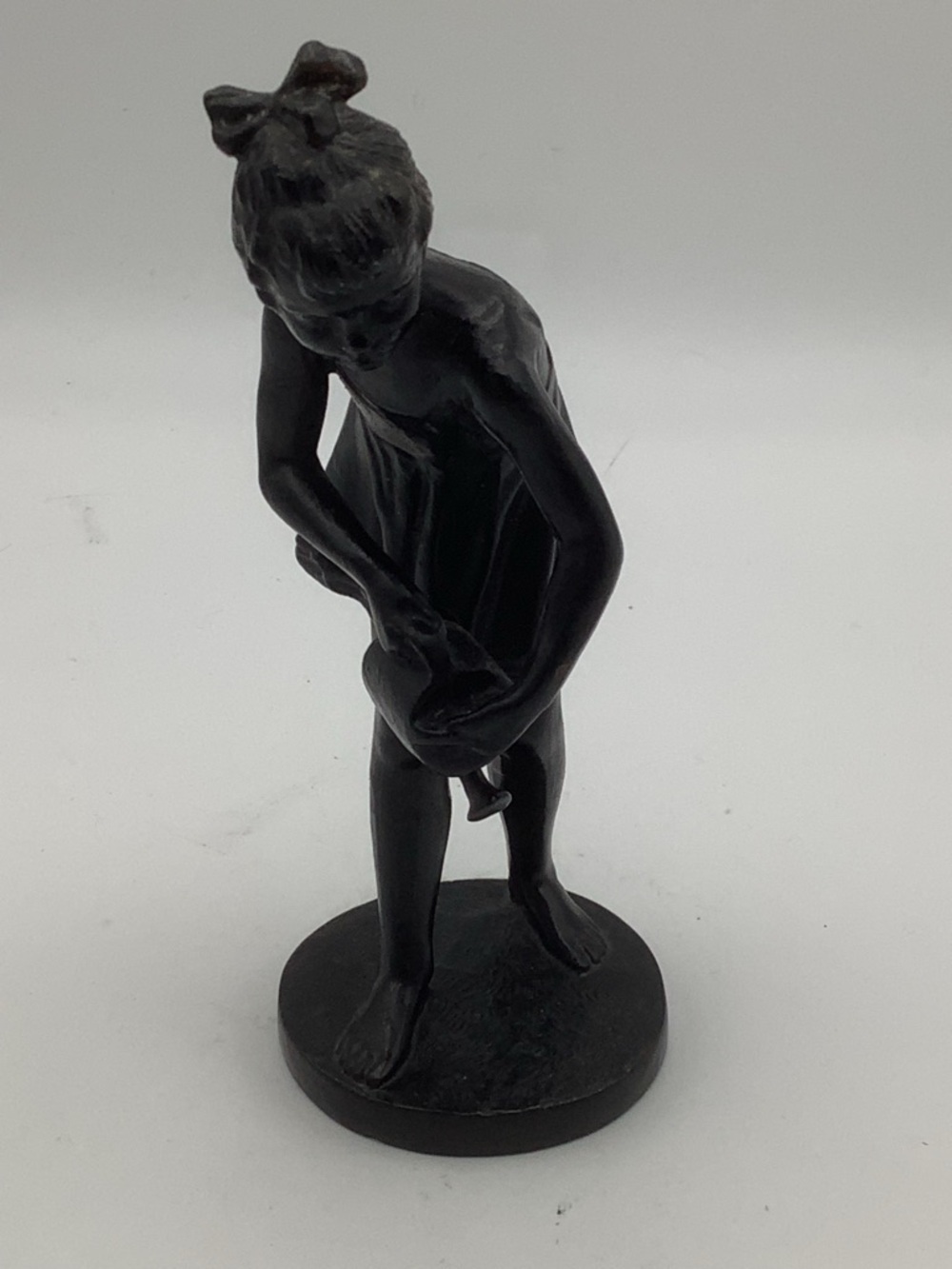 Vintage Russian Kasli Cast Iron Girl with Watering  Can Figurine